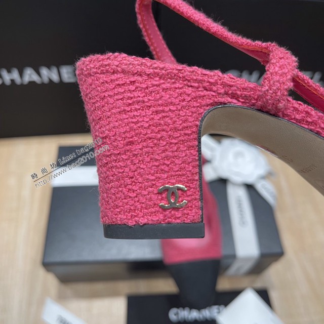 Chanel專櫃經典款女士拼色涼鞋 香奈兒頂級版本slingback拼色涼鞋平跟鞋中跟鞋 dx2588